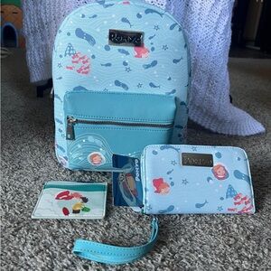 Pony Aqua and Light Blue Kids Backpack and Wallet Set